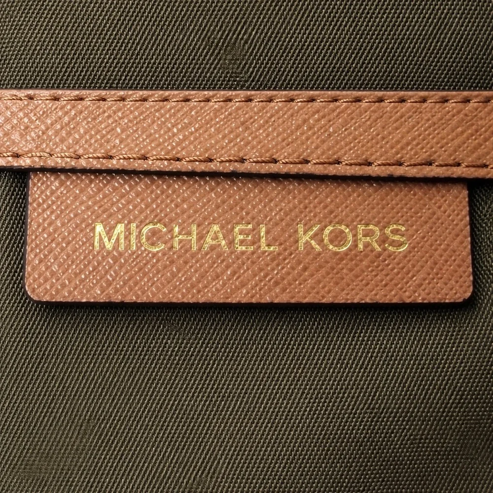 Michael Kors Olive Green Backpack Gold Hardware Travel Commuter Bag Like New